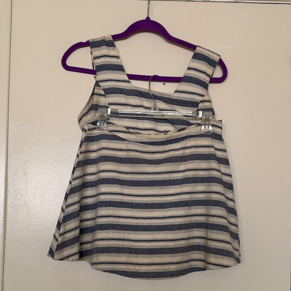Phanuel Blue and Cream Striped Tank Top